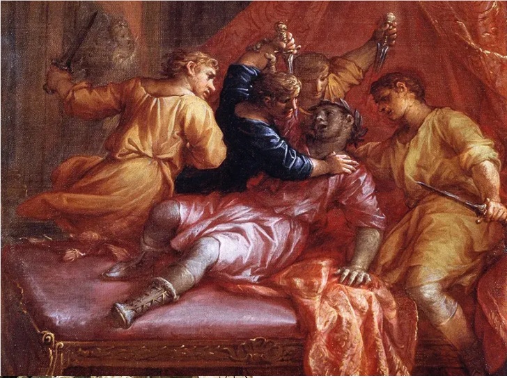 Murder of Emperor Domitian, 96 CE, September 18 (Lazzaro Baldi) (1623-1703) Palazzo Spada, Roma, Inv. 302
